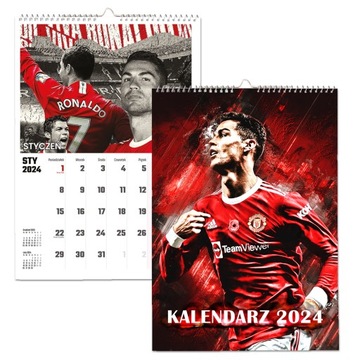 KALENDARZ ŚCIENNY NA ROK 2024 CRYSTIANO RONALDO CR7 WIELOPLANSZOWY A4