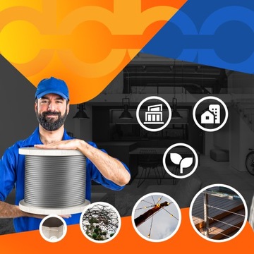 Lina linka stalowa 6mm splot 6x7 ocynk ocynkowana 5m gospodarcza metalowa