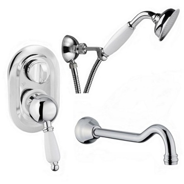 EPOCA Zestaw Wannowy Retro 3-drogowy, Chrom, Porcelana. Podtynk. 3 el. ZOVO