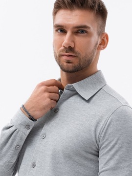 Pánska košeľa s dlhým rukávom K540 sivá M