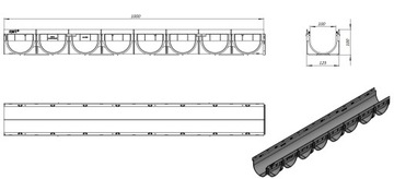 Линейный чугунный дренаж 125 каналов D100