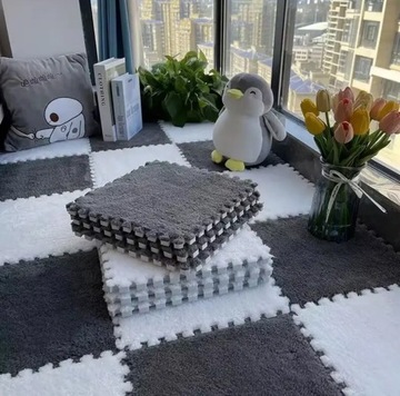 Напольный пазл КОВРИК ПЛЮШЕВЫЙ КОВЕР Бархатный ДЕТСКИЙ 30см СЕРЫЙ