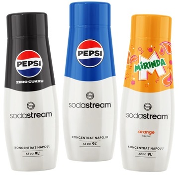 Zestaw PEPSI + PEPSI MAX + MIRINDA 3szt SodaStream