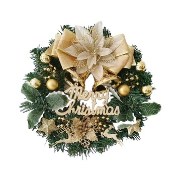Faux Christmas Wreath Outside Indoor Outdoor Diameter 30cm Deer with Bell