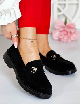 Черные замшевые мокасины на толстой подошве Basic 38