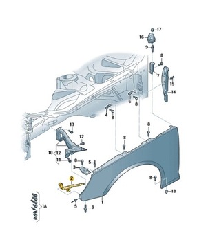 КРЫЛО СДВИЖНОЕ ПЕРЕДНЕГО СЛЕВА, AUDI A4