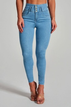 Damskie dżinsy z wysokim stanem Skinny Stretch Shape Hip Lifting Jeans, XXL