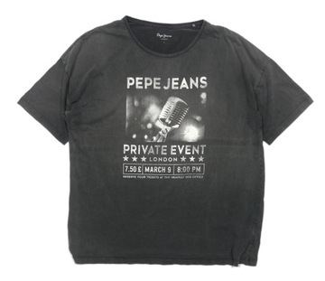 PEPE JEANS Męski Szary T-shirt Koszulka Logo r. L / XL