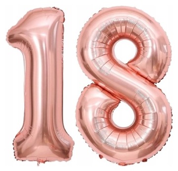 Balony Urodzinowe Osiemnastka 18 Gold Rose 100cm