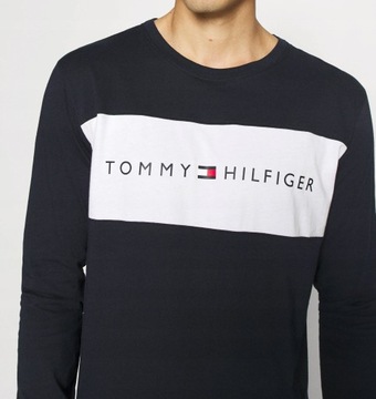 TOMMY HILFIGER Granatowy Longsleeve Duże Logo _ S