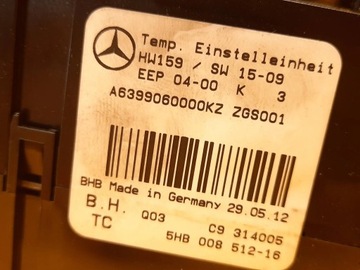 MERCEDES-BENZ VITO VIANO W639 PANEL KLIMATIZACE PŘEPÍNAČ A6399060000