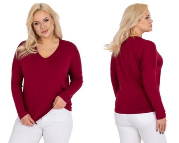 Gładka bluzka damska plus size dekolt v wiskoza