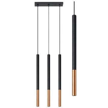 Lampa Wisząca Tuba MOZAICA 3L czarny/miedź Sollux sufitowa LED G9 do salonu