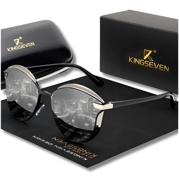 OKULARY PRZECIWSŁONECZNE DAMSKIE KINGSEVEN KOCIE POLARYZACJA UV400 + ETUI