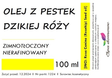 Olej z pestek dzikiej róży 100ml zimnotłoczony nierafinowany pipeta