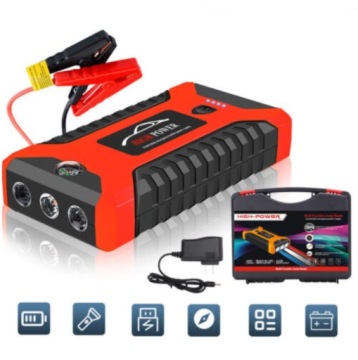 Jump Starter Startování Motoru Powerbank Kompas Kabely 4 X Usb 99800 mAh