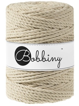 Sznurek makrama Bobbiny 5mm 3PLY skręcany Beżowy