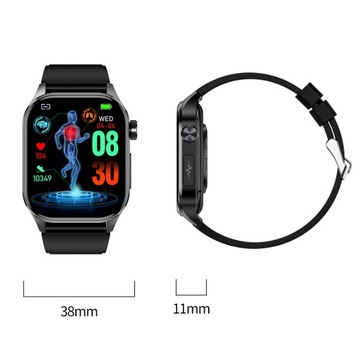 SMARTWATCH ZEGAREK MĘSKI Z EKG POMIAR CUKRU PULS CIŚNIENIE ROZMOWY MENU PL