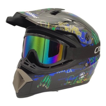 KASK CROSSOWY NA CROSSA MOTOCYKLE ENDURO MONSTER + GOGLE ZESTAW NA PREZENT