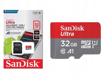 КАРТА MICRO SD SANDISK 32 ГБ ULTRA 120 МБ/с А1 + адаптер