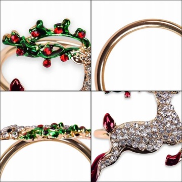 6 ШТ. РОЖДЕСТВЕНСКИЕ КОЛЬЦА КОЛЬЦА ДЛЯ САЛФЕТОК УКРАШЕНИЯ ОРНАМЕНТЫ ОЛЕНЕЙ