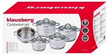 НАБОР ГОРШКОВ НАБОР 9 шт. НЕРЖАВЕЮЩАЯ СТАЛЬ Индукционная паровая вставка