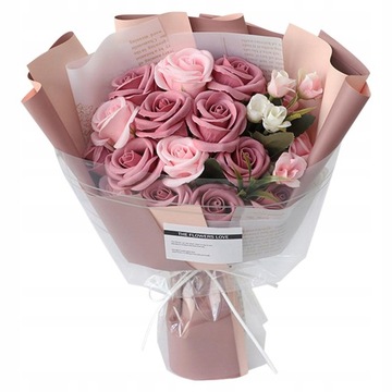 Мыльный букет Flower Box Rose Искусственные цветы в коробке Подарок светло-розовый