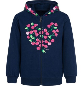 Bluza Dziecięca Dziewczęca dresowa bawełna 122 z wisienkami Granatowa Endo