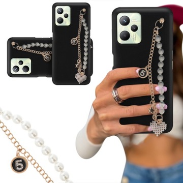 ETUI BLINK CZARNY MATOWY do REALME C35 Perły Serce