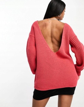 Glamorous NG7 ntf prążkowany sweter odkryte plecy XXL