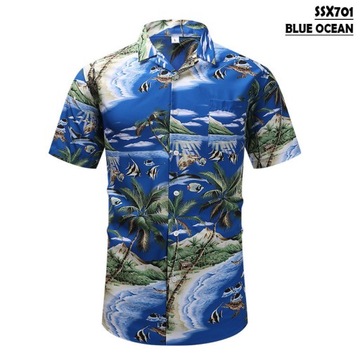 koszula męska casual Koszula Hawajska krótki rękaw bawełna
