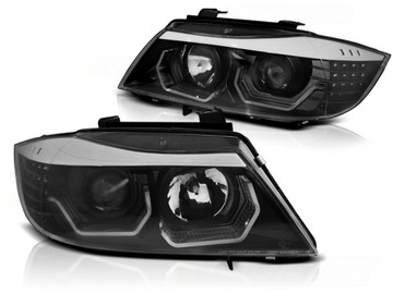 LAMPY PRZEDNIE BMW E90 E91 05-08R RINGI 3D LED BLACK