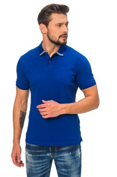 EMPORIO ARMANI - niebieska koszulka polo r. M