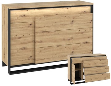 Komoda z szufladami szer 130 cm dąb artisan LOFT