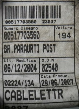 FIAT CROMA 07 R SVAZEK PARKOTRONIK ZADNÍ PDC