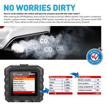 АВТОМОБИЛЬНЫЙ OBD2 СКАНЕР RUN CREADER 3001