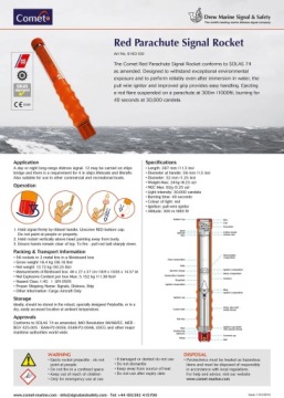 Красная парашютная ракета MK8A, SOLAS, EC-MED