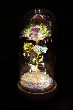 ЖЕНСКОЕ СЕРЕБРЯНОЕ ОЖЕРЕЛЬЕ СЕРДЦЕ ПР. 925 КУЛОН-ЦЕПЬ + ВЕЧНАЯ РОЗА СВЕТОДИОД