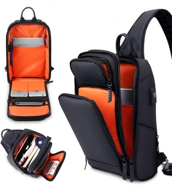 Plecak na jedno ramię laptop tablet USB (I305)