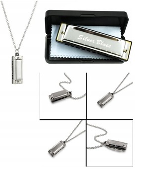 Harmonijka ustna SILVER BLUES tonacja C-dur + MINI HARMONIJKA Z ŁAŃCUSZKIEM