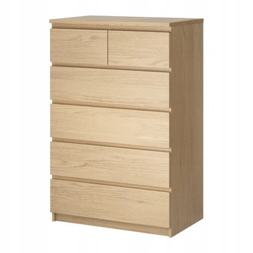 IKEA MALM komoda 6 szuflad 80x123 cm Dąb