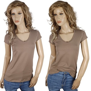 KOLORY Bluzka T-shirt w serek miła bawełna PREMIUM polska marka LaTynka TOP