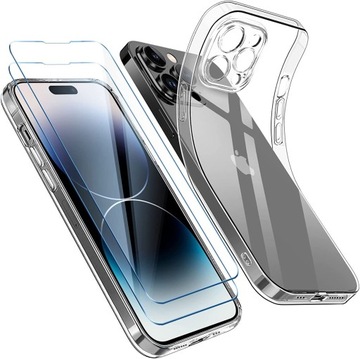 Etui SILICONE CASE + 2 x SZKŁO do iphone 14 PRO