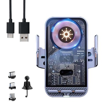 АВТОДЕРЖАТЕЛЬ ИНДУКТИВНОЕ БЕСПРОВОДНОЕ ЗАРЯДНОЕ УСТРОЙСТВО ДЛЯ ТЕЛЕФОНА 2В1 15ВТ