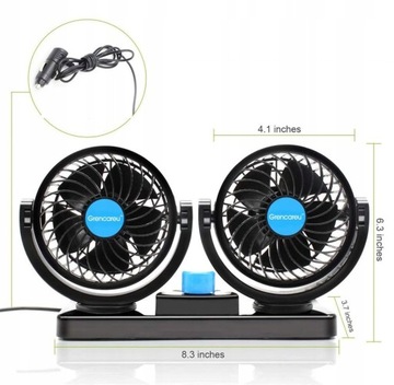 АВТОМОБИЛЬНЫЙ ВЕНТИЛЯТОР 360° ВЕНТИЛЯТОР С ДВОЙНОЙ РЕГУЛИРОВКОЙ БЕСШУМНЫЙ КОКПИТ 12В