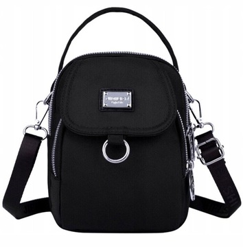 Kopertówka Torebka na telefon ramię portfel Damska czarna mała pasek Torba