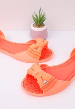 POMARAŃCZOWE KLAPKI DAMSKIE BASENOWE NA PLAŻĘ BALERINKI