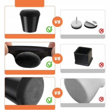 SILICONE SEAT COASTERS WITH Felt для ножек стульев Набор из 24 штук 15-20 мм