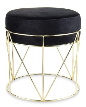 złoty taboret stołek czarny siedzisko glamour metal puf 136448