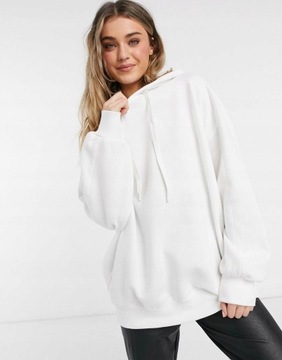 BLUZA DAMSKA BIAŁA OVERSIZE BASIC KAPTUR _ 36 S